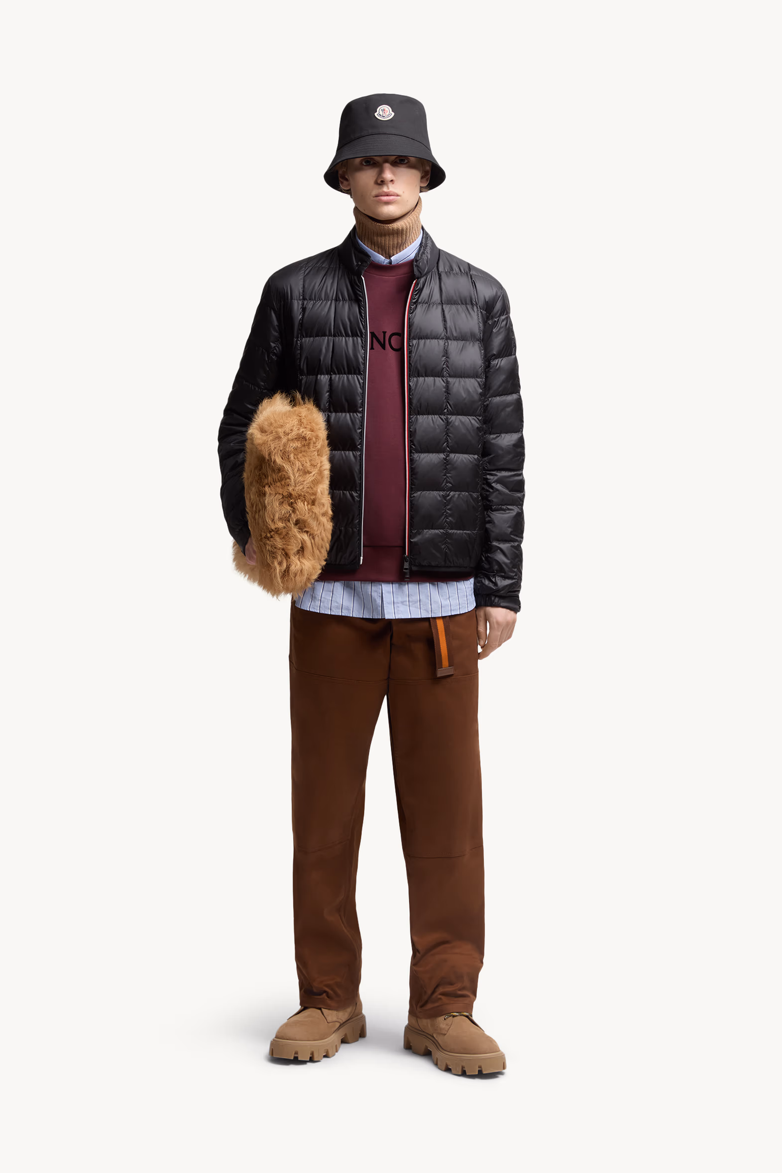 Logo Cotton Sweatshirt Men Burgundy Moncler 0